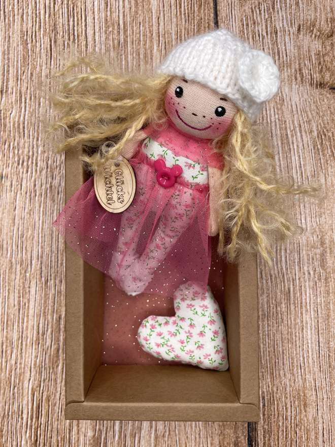 Mini Glückswichtel rosa-glitzer