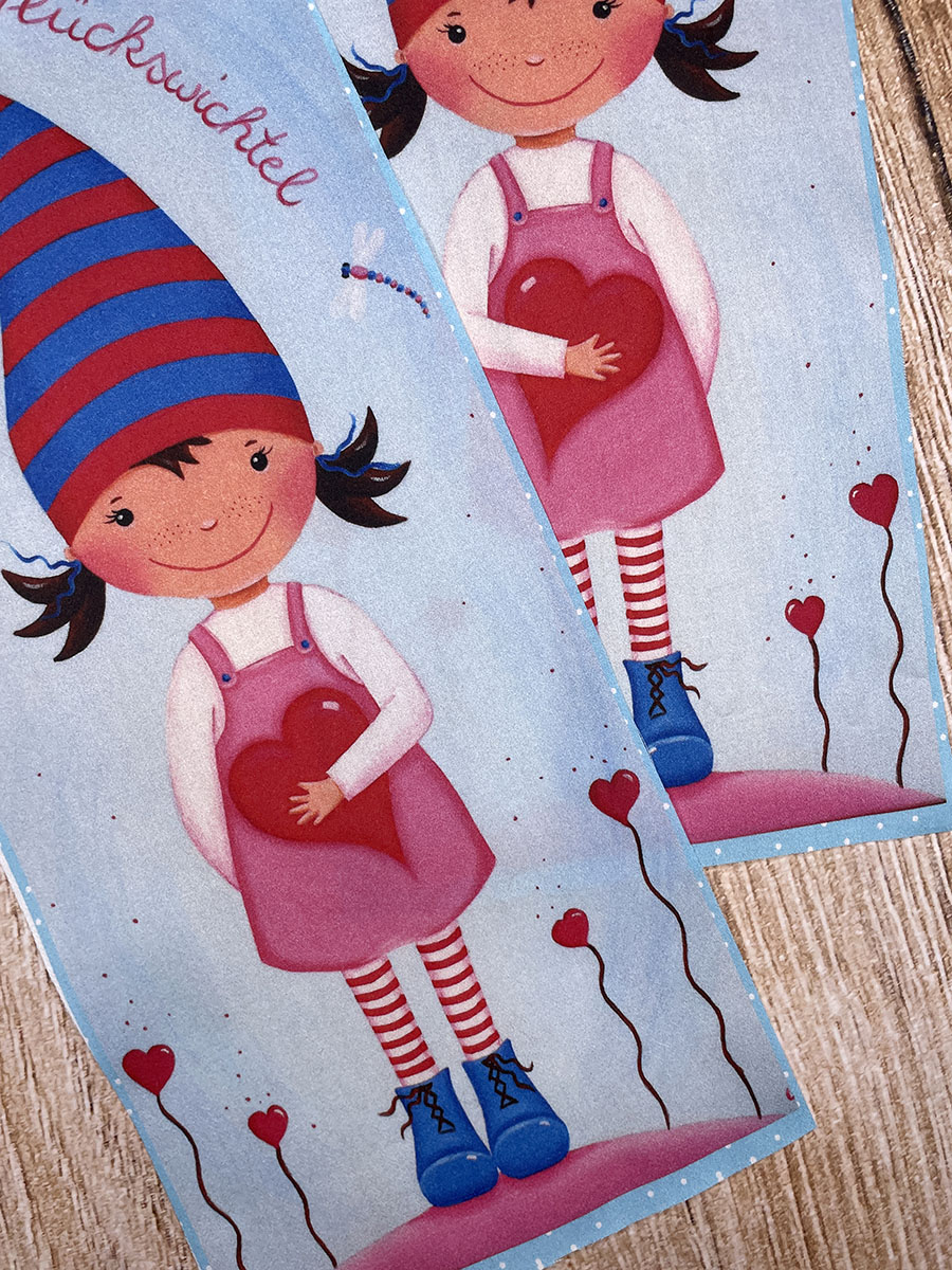 2 Wichtelstoffstücke * rosa & Herz * BIO Baumwolle – Bild 2