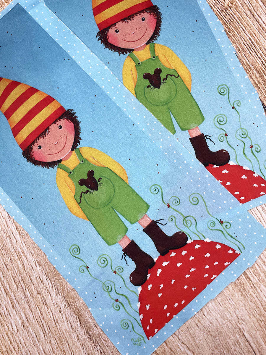 Wichtel Wichtelstoff, Applikation mit Wichtel Wichtelfabrik Christine Zierer