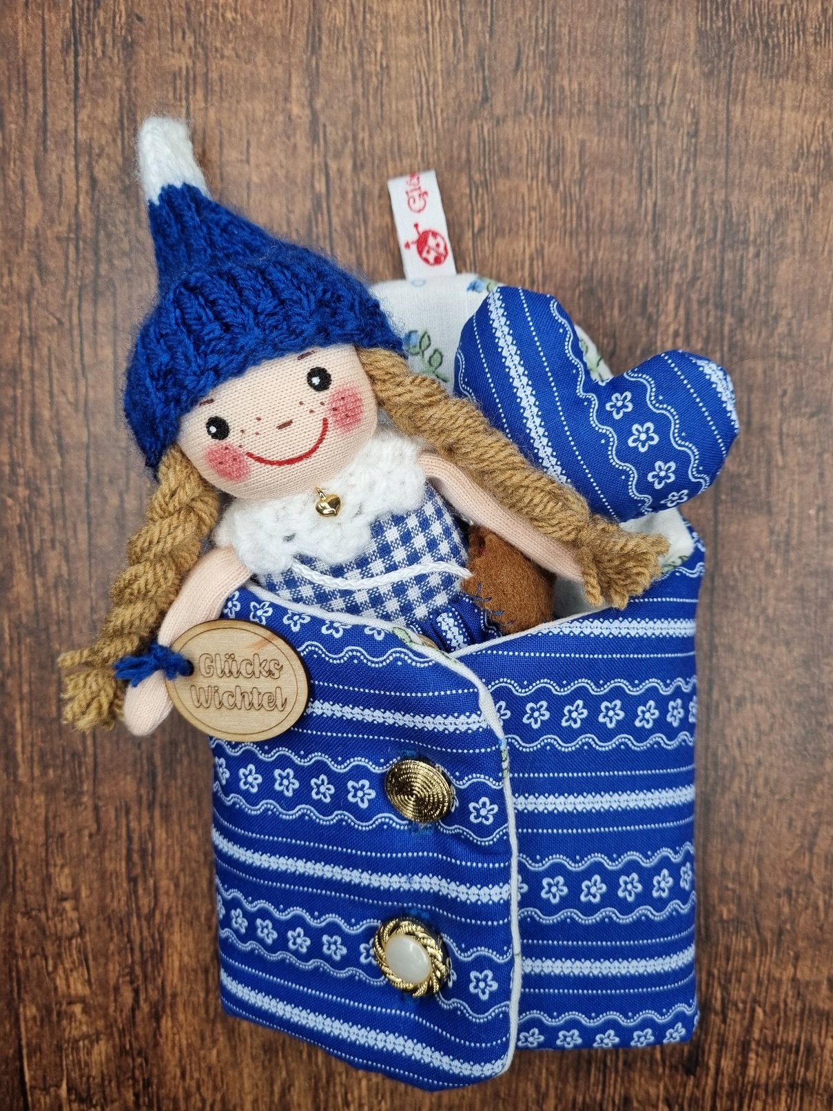 Mini Wichteline blau im Schlafsack