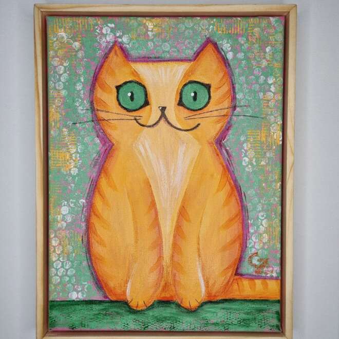 Pop-art Miezekatze in leuchtenden Farben