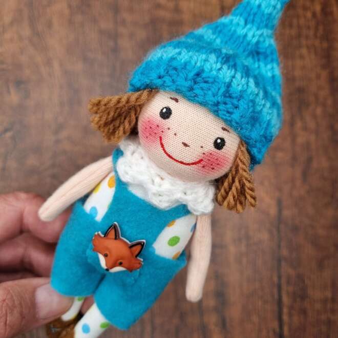 Mini Wichtel türkis mit Füchslein