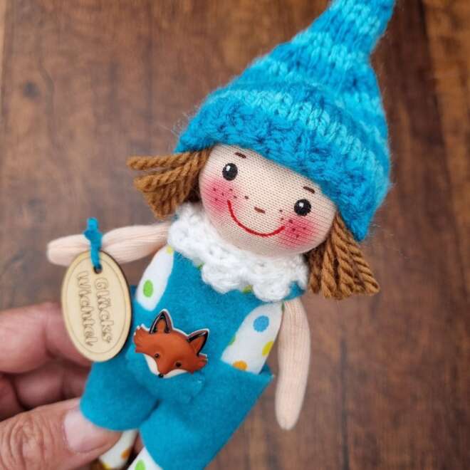 Mini Wichtel türkis mit Füchslein