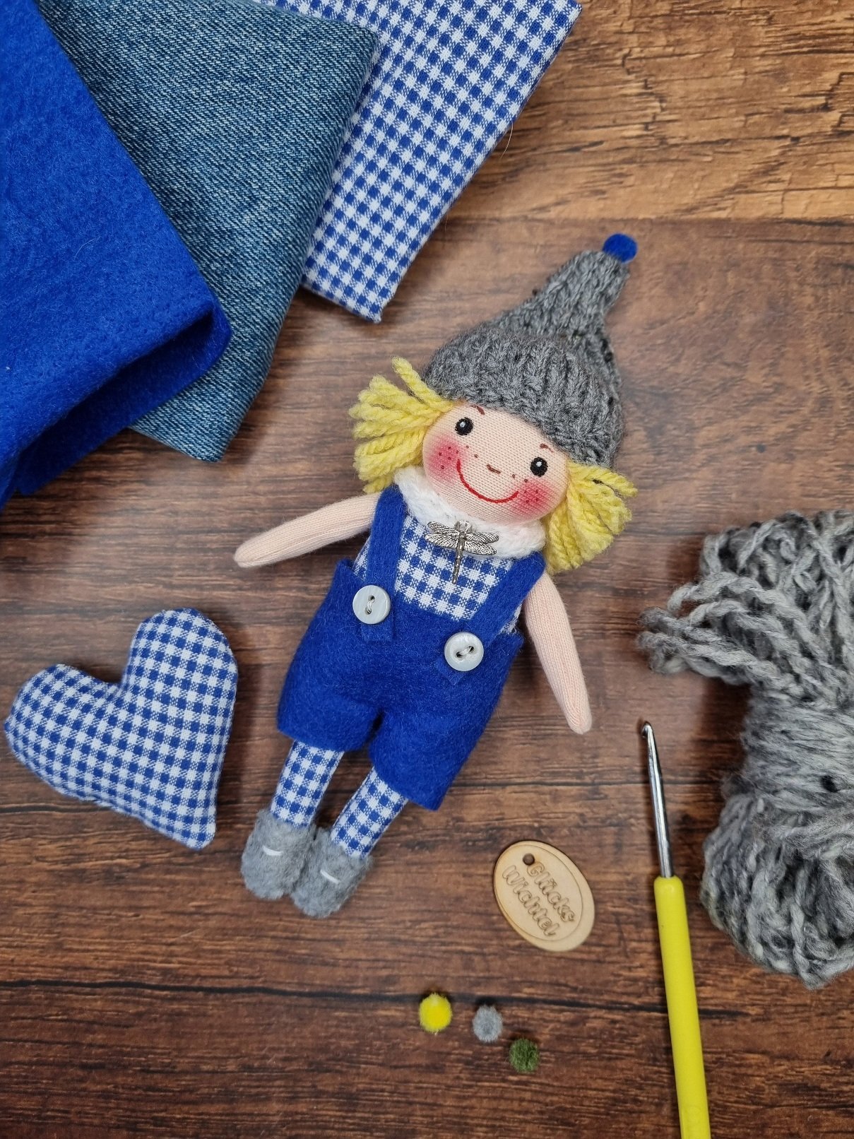 Mini Wichtel blau-grau – Bild 2