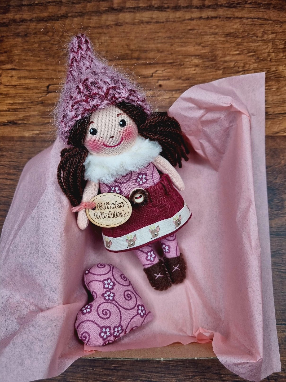 Mini Wichtel rosa-bordeaux – Bild 3