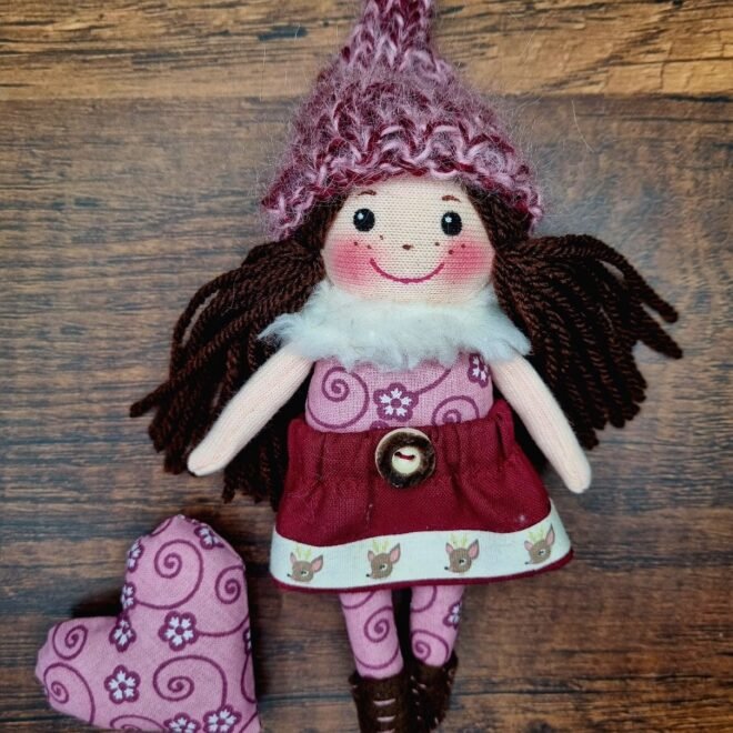 Mini Wichtel rosa-bordeaux